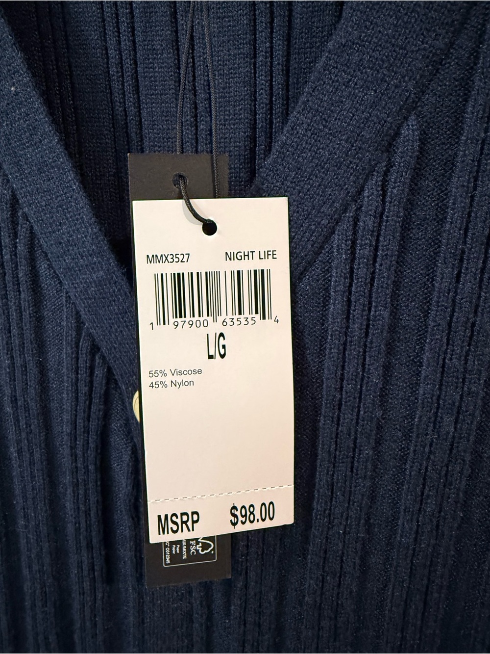 Tahari Navy Sleeveless Ribbed Knit Midi Dress with Gold Buttons Large - Picture 3 of 4